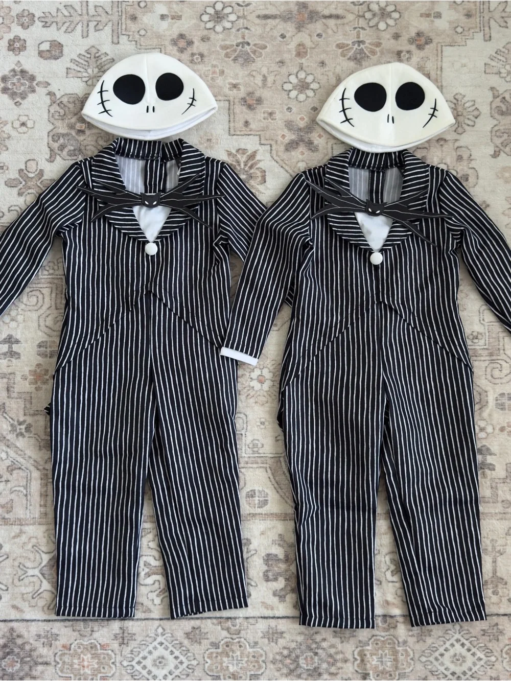 Disney Jack Skellington Pinstripe One-Piece Footie in Black & White